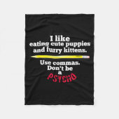 Funny Teacher English Use Commas Dont Be A Psycho  Fleece Deken (Voorkant)