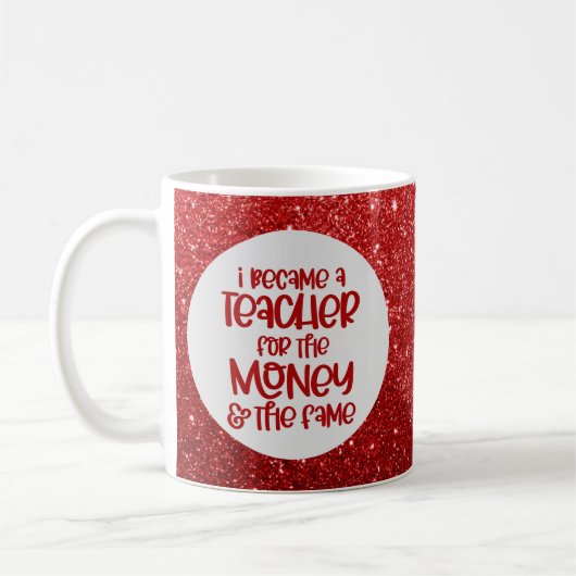 Funny Teacher Gezegde Red Glitter Sparkle Humor Koffiemok (Links)