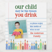 Funny Teacher Gift Wine Bottle Label  Wijn Etiket (Enkel label)