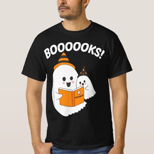 Funny Teacher Halloween Ghost booooooks boo read b T-shirt (Voorkant)