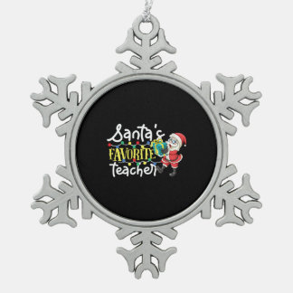 Funny Teacher kerstman's favoriete leraar Tin Sneeuwvlok Ornament