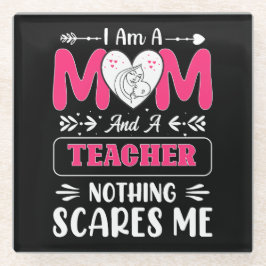 Funny Teacher Mam, leraar Mam Funny Glazen Onderzetter