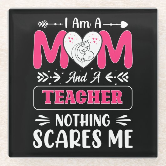Funny Teacher Mam, leraar Mam Funny Glazen Onderzetter (Voorkant)
