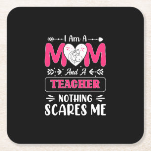 Funny Teacher Mam, leraar Mam Funny Kartonnen Onderzetters