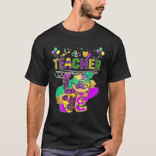 Funny Teacher Mardi Gras Family Matching Outfit T-shirt (Voorkant)
