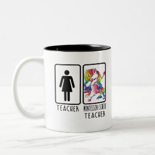 Funny Teacher Montessori School Teacher Tweekleurige Koffiemok