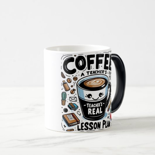 Funny Teacher’s Real Lesson Plan Coffee Mug Magische Mok (Voorkant rechts)