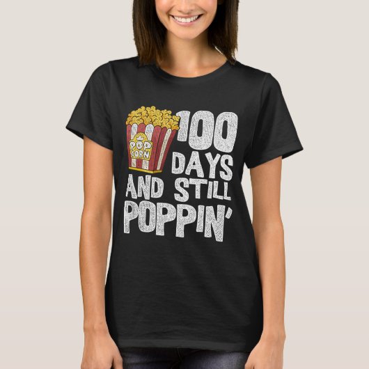 Funny Teacher School Student Popcorn 100 dagen S T-shirt (Voorkant)