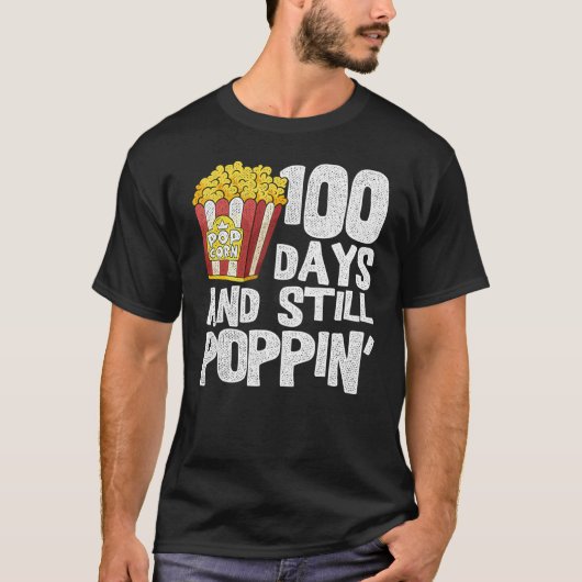 Funny Teacher School Student Popcorn 100 Days Of S T-shirt (Voorkant)