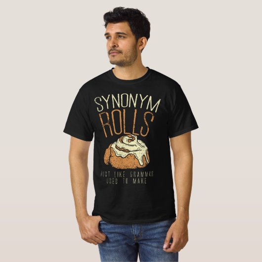 Funny Teacher, Student Synonym Rolls Grammar  T-shirt (Voorkant volledig)