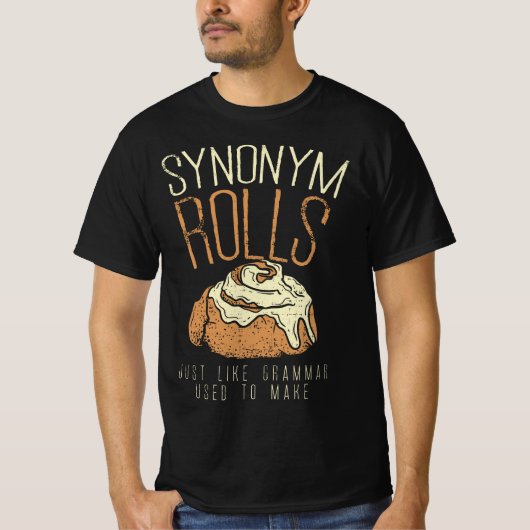 Funny Teacher, Student Synonym Rolls Grammar  T-shirt (Voorkant)