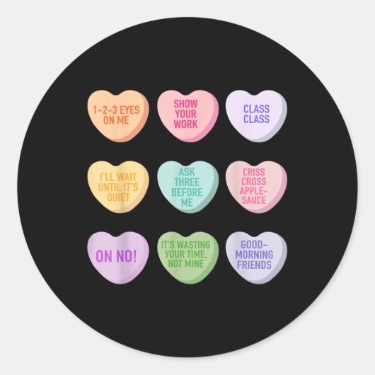 Funny Teacher Valentijnsdag Conversation Heart Sc Ronde Sticker (Voorkant)