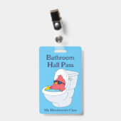 Funny Teachers School Bathroom Hall Pass Badge (Voorkant met clip)