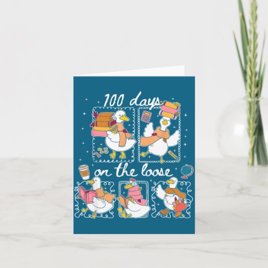 Funny Teachers Silly Goose 100 Day Of School, Goos Kaart (Voorkant)