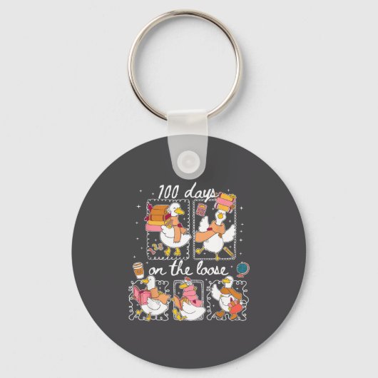 Funny Teachers Silly Goose 100 Day Of School, Goos Sleutelhanger (Voorkant)