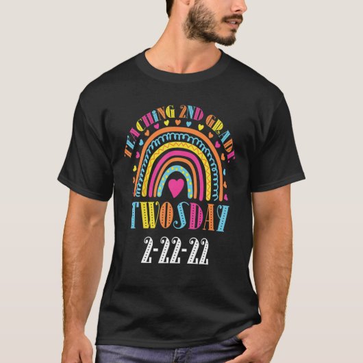 Funny Teaching 2nd Grade 2-22-22 22nd F T-shirt (Voorkant)