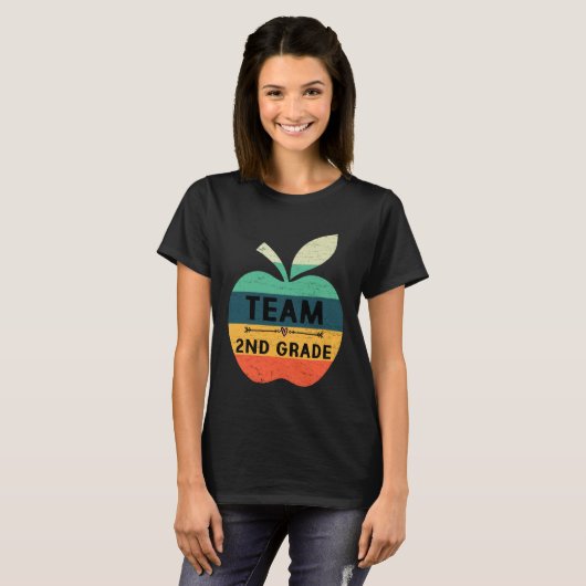 Funny Team 2nd Grade Apple Back To School Kids Tea T-shirt (Voorkant volledig)