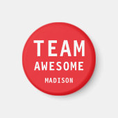Funny Team Awesome Bright Red Personalized Name Magneet (Voorkant)