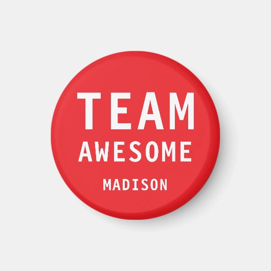 Funny Team Awesome Bright Red Personalized Name Magneet (Voorkant)