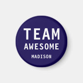 Funny Team Awesome Dark Blue Personalized Name Magneet (Voorkant)