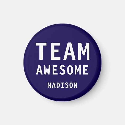 Funny Team Awesome Dark Blue Personalized Name Magneet (Voorkant)