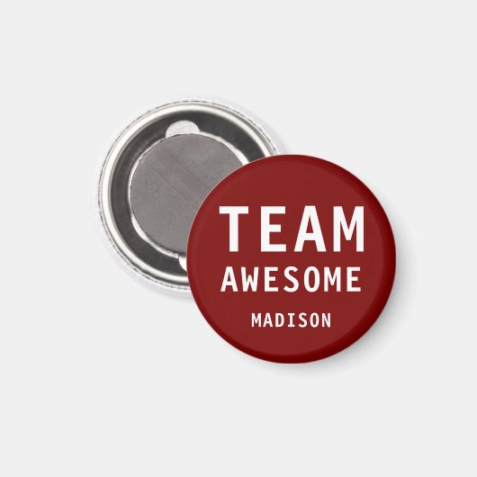 Funny Team Awesome Deep Red Personalized Name Magneet (Voorkant / Achterkant)