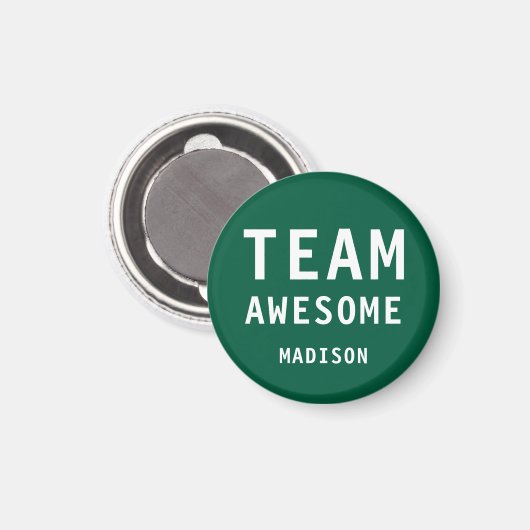 Funny Team Awesome Green Personalized Name Magneet (Voorkant / Achterkant)