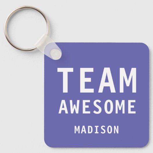 Funny Team Awesome Purple Personalized Name Sleutelhanger (Voorkant)