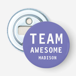 Funny Team Geweldige Paarse Gepersonaliseerde Naam Button Flesopener