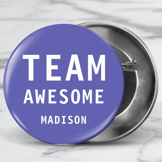 Funny Team Geweldige Paarse Gepersonaliseerde Naam Ronde Button 3,2 Cm