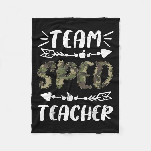 Funny Team Sped Teacher Camo Teacher Student Back Fleece Deken (Voorkant)