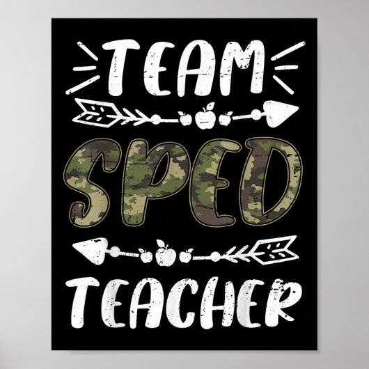 Funny Team Sped Teacher Camo Teacher Student Back  Poster (Voorkant)