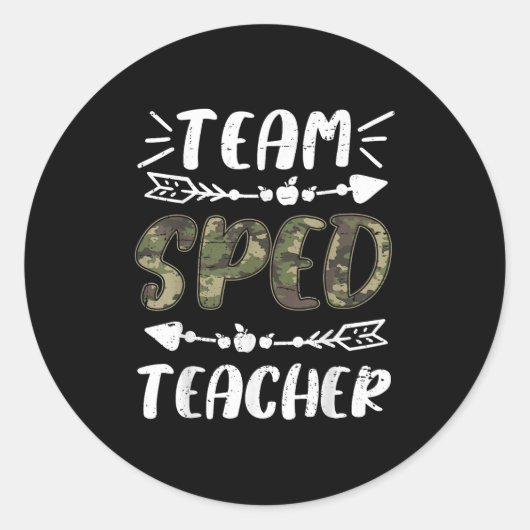 Funny Team Sped Teacher Camo Teacher Student Back  Ronde Sticker (Voorkant)