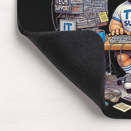 Funny Tech Support Cartoon Muismat (Hoek)