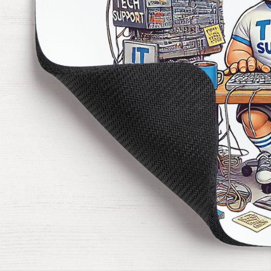 Funny Tech Support Cartoon Muismat (Hoek)