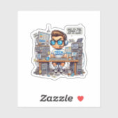 Funny Tech Support Cartoon Sticker (Vel)