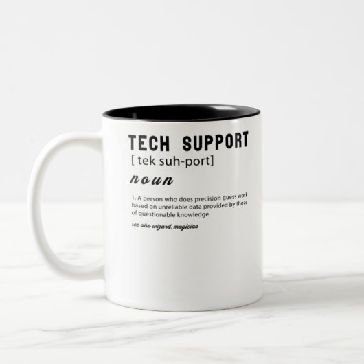 Funny tech support definition T-shirt Tweekleurige Koffiemok (Links)