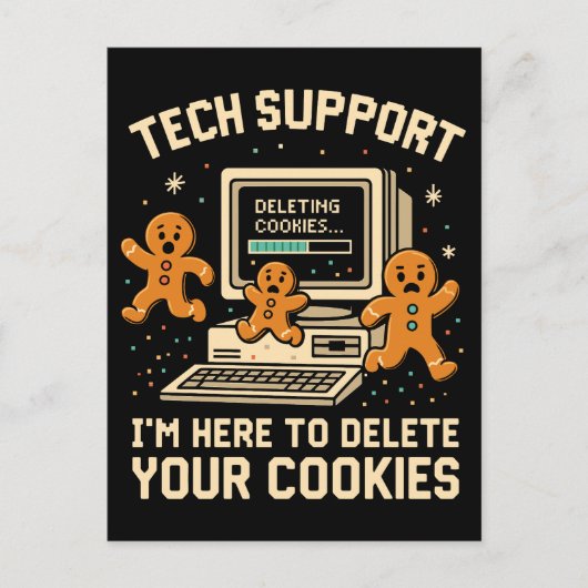 Funny Tech Support Delete Cookies  Briefkaart (Voorkant)
