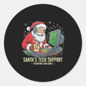 Funny Tech Support Rebooting s Computer Santa Sant Ronde Sticker (Voorkant)
