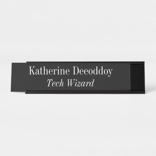 Funny Tech Wizard Black Bureau Naambordje (Voorkant)