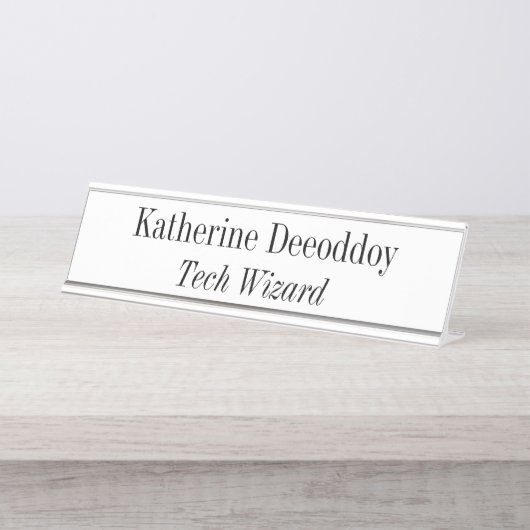 Funny Tech Wizard White Bureau Naambordje (Voorkant)