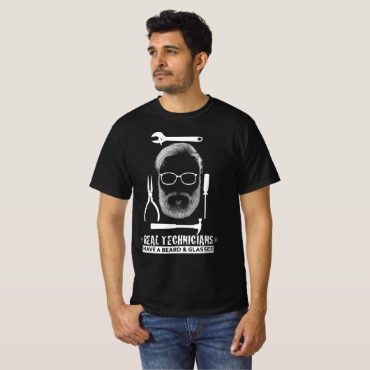 Funny Technicians hebben een baard en een bril T-shirt (Voorkant volledig)
