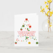 Funny Technology Teacher Christmas Tree Lights Wom Kaart (Gele Bloem)