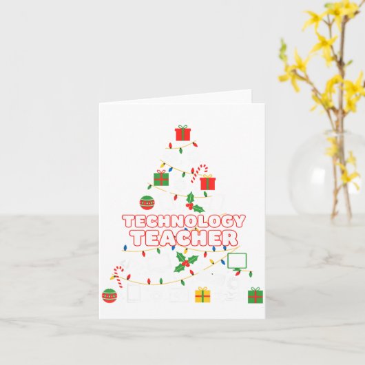 Funny Technology Teacher Christmas Tree Lights Wom Kaart (Gele Bloem)