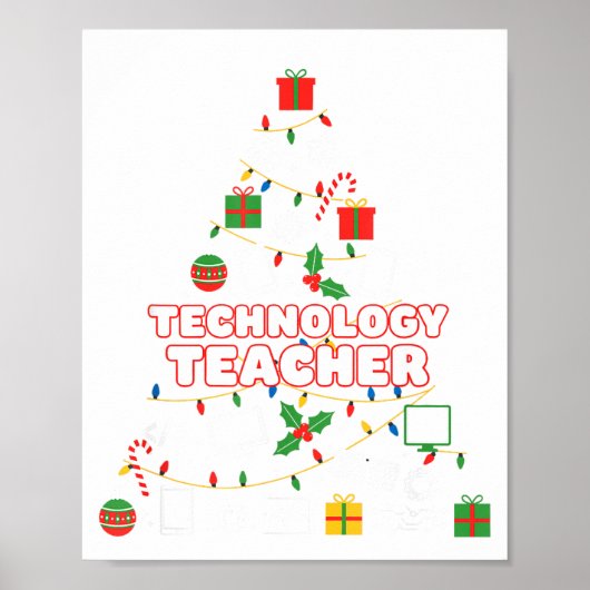 Funny Technology Teacher Christmas Tree Lights Wom Poster (Voorkant)