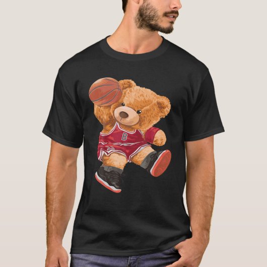 Funny Teddy Bear Basketball Slam Dunk Sport Cute C T-shirt (Voorkant)