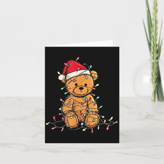 Funny Teddy Bear Christmas Graphics Lights Lover  Kaart (Voorkant)