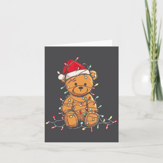 Funny Teddy Bear Christmas Graphics Lights Lover L Kaart (Voorkant)