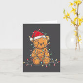 Funny Teddy Bear Christmas Graphics Lights Lover L Kaart (Gele Bloem)