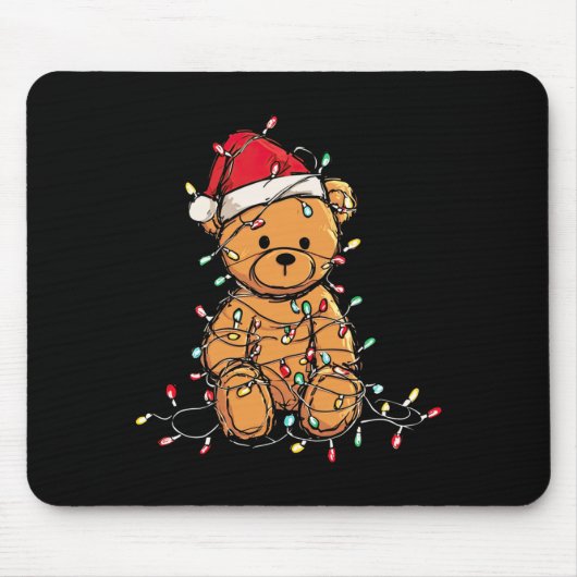 Funny Teddy Bear Christmas Graphics Lights Lover L Muismat (Voorkant)